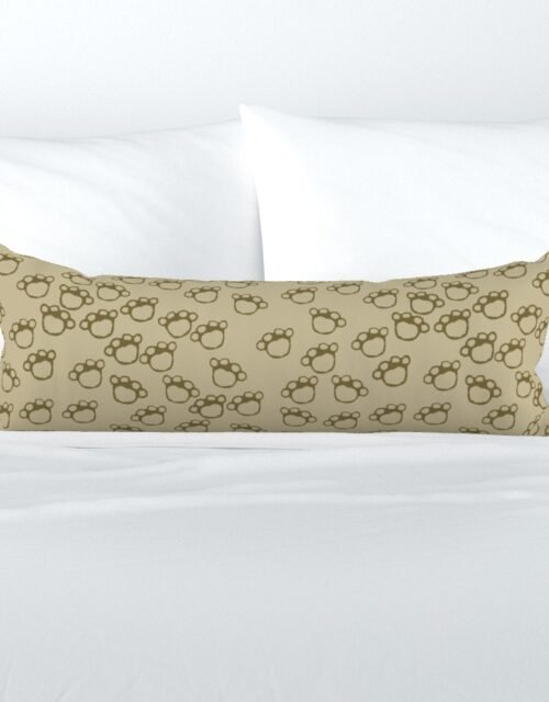 Paw Prints in Brown on Khaki Beige Extra Long Lumbar Pillow