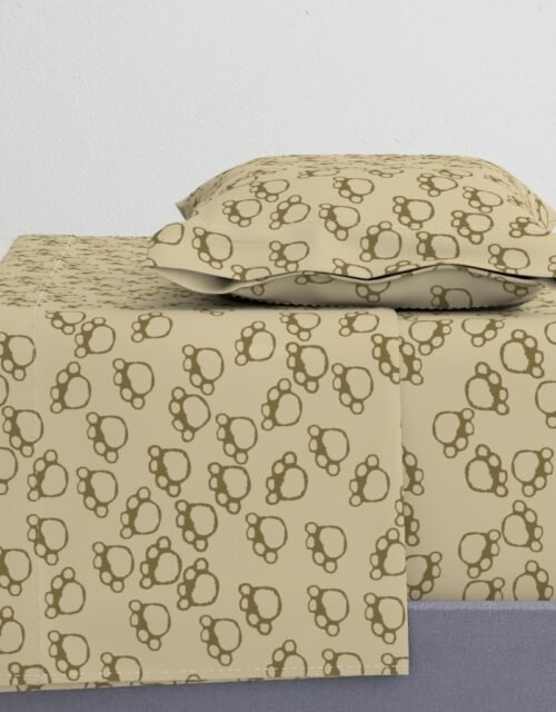 Paw Prints in Brown on Khaki Beige Sheet Set