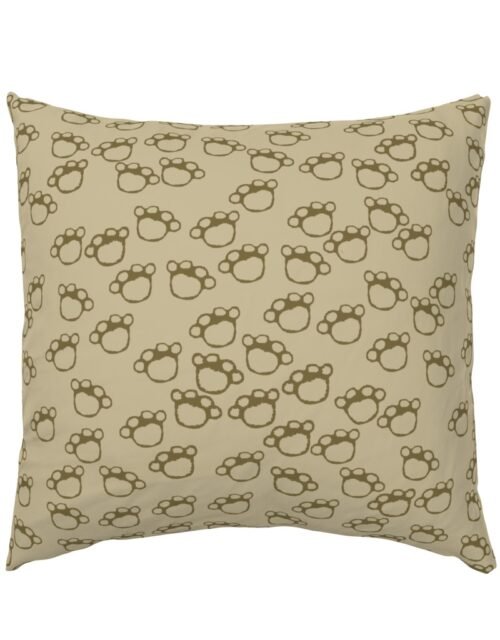 Paw Prints in Brown on Khaki Beige Euro Pillow Sham