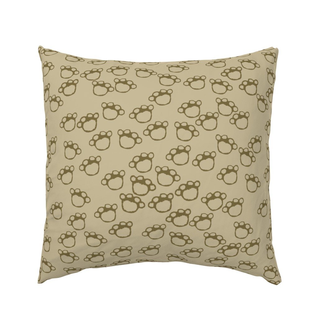 Paw Prints in Brown on Khaki Beige Euro Pillow Sham Paw Prints in Brown on Khaki Beige Euro Pillow Sham