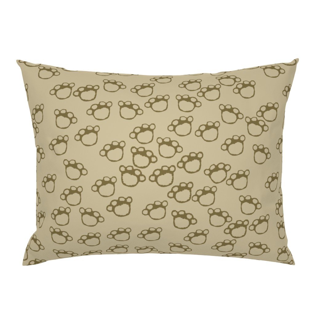 Paw Prints in Brown on Khaki Beige Standard Pillow Sham Paw Prints in Brown on Khaki Beige Standard Pillow Sham