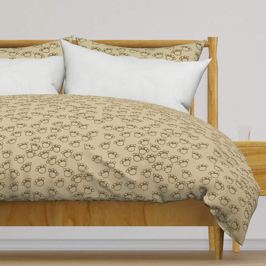 Paw Prints in Brown on Khaki Beige Duvet Cover Paw Prints in Brown on Khaki Beige Duvet Cover