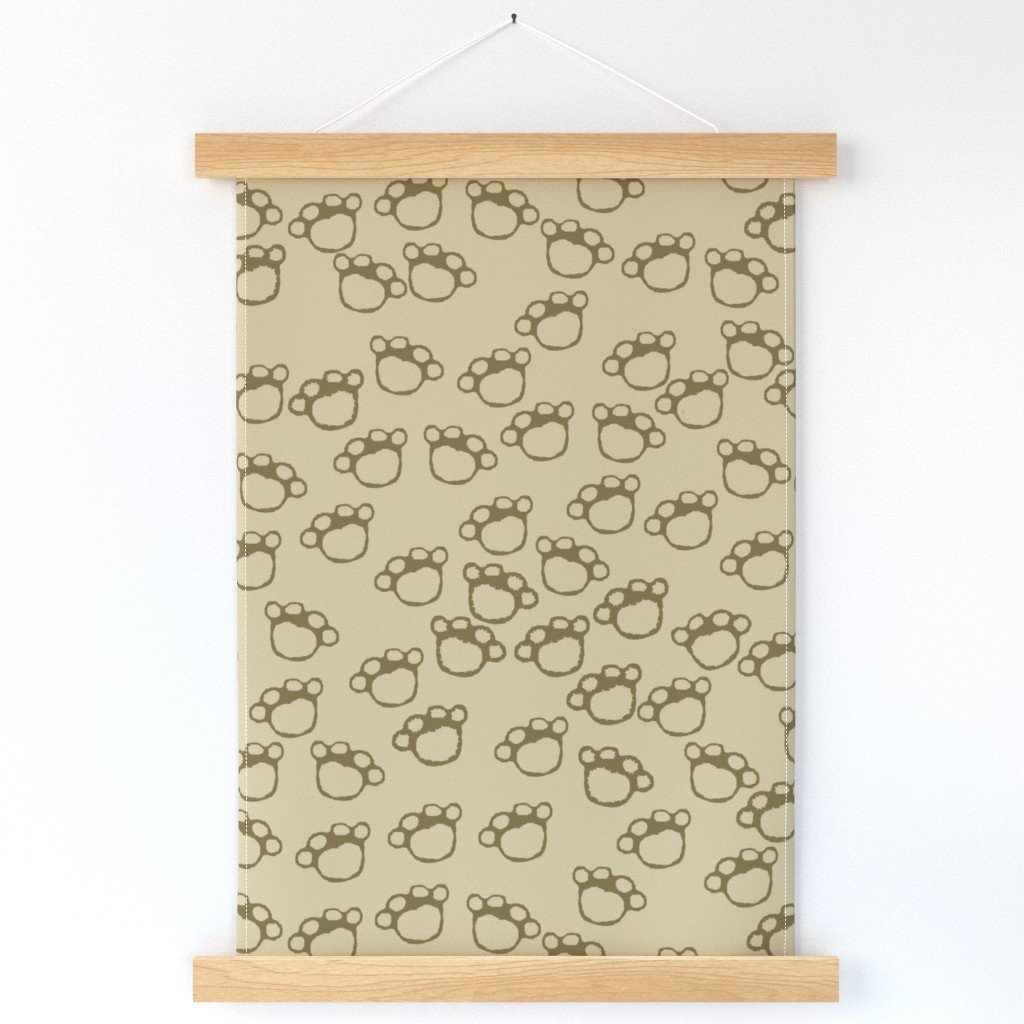Paw Prints in Brown on Khaki Beige Wall Hanging Paw Prints in Brown on Khaki Beige Wall Hanging