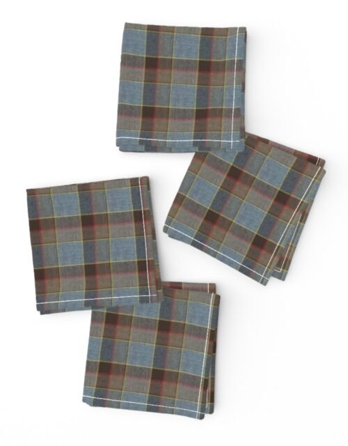 Fraser Weathered Wool Scottish Tartan Cocktail Napkins