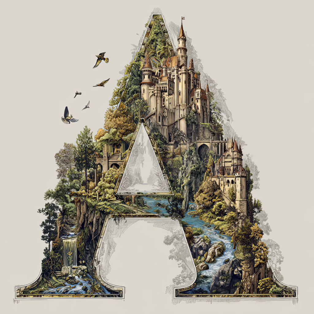 The Letter A: Castles in the Sky Fantasy Alphabet Art