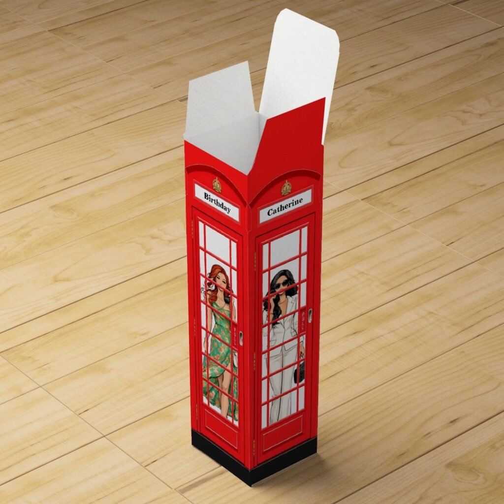 Personalized London Telephone Box Design – Four Words