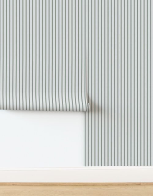 Medium Sage Green on Off-White French Provincial Mattress Ticking Wallpaper