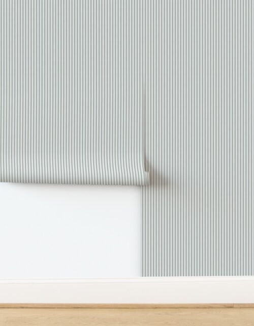 Small Sage Green on Off-White French Provincial Mattress Ticking Wallpaper
