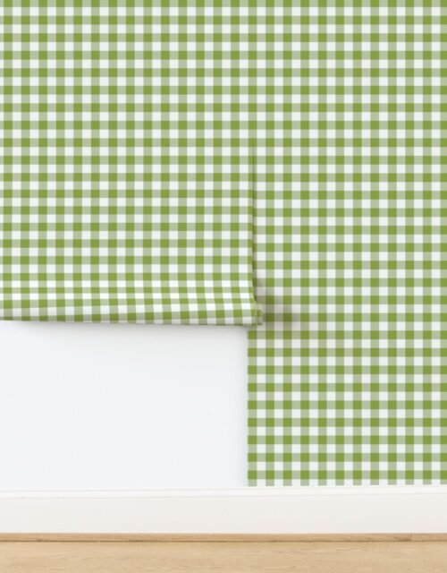 Grass Green and White One Inch Check French Provincial Spring Checkerboard Wallpaper
