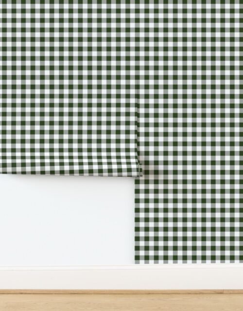 Lichen Green and White One Inch Check French Provincial Spring Checkerboard Wallpaper