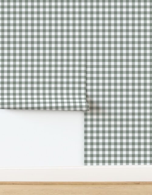 Sage Green and White One Inch Check French Provincial Spring Checkerboard Wallpaper
