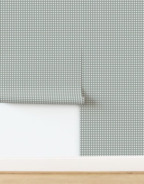 Sage Green on White Rattan Caning Pattern Wallpaper