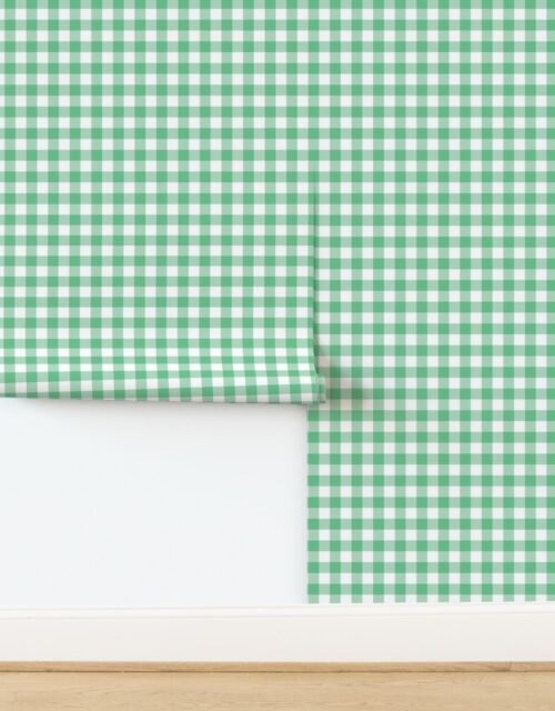 Green Vintage Christmas Gingham Check Wallpaper