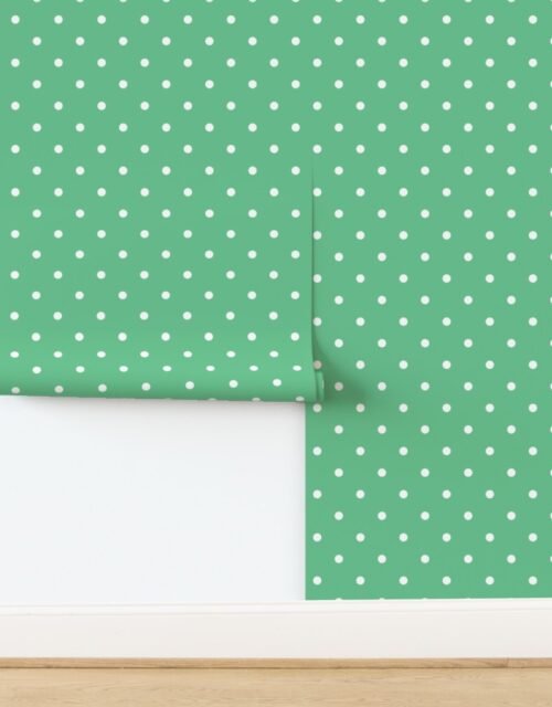 Green Polka Dot Vintage Christmas Gingham Spots Wallpaper