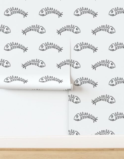 Alternating Black Edged Fish Bone Skeletons Wallpaper