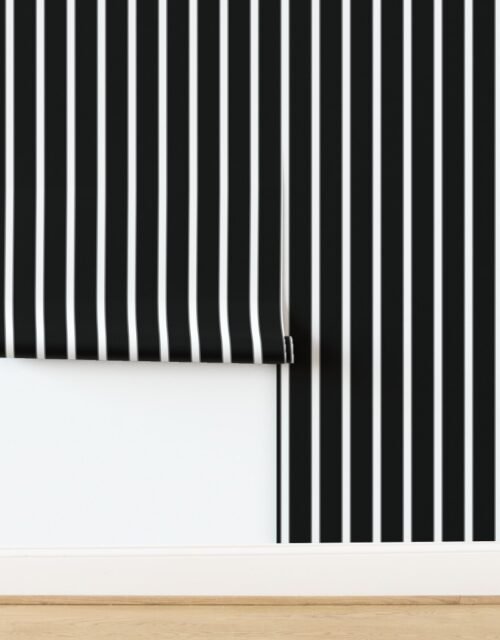 Small Blanket Stripe in Onyx Black and Optic White Wallpaper
