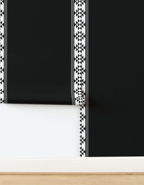 Black and White 24 Inch Mega Blanket Bands with Geometric Triangle Tribal Wallpaper