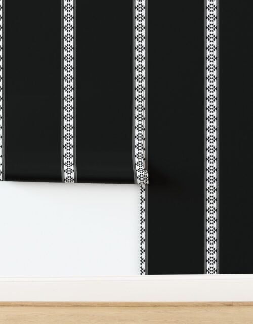 Black and White 12 Inch Jumbo Blanket Bands with Geometric Triangle Tribal Wallpaper