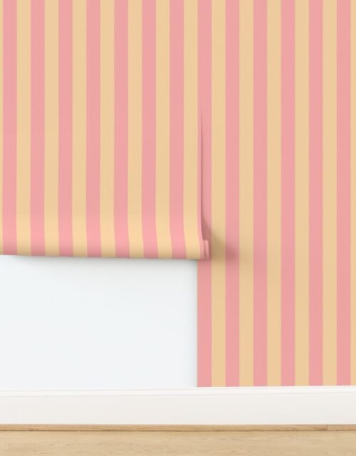 Sand Pink and Apricot Summer Cabana Tent 2 Inch Stripes Wallpaper