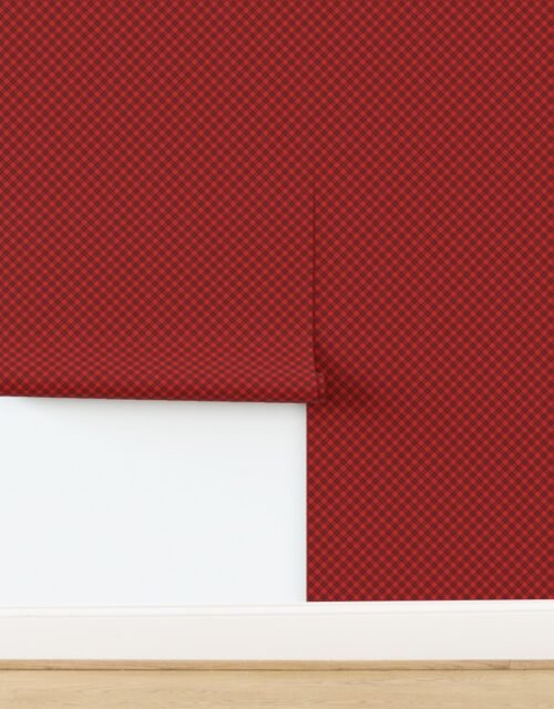Tiny Bright Red Green and White Seasonal Christmas Tartan Check Plaid Wallpaper