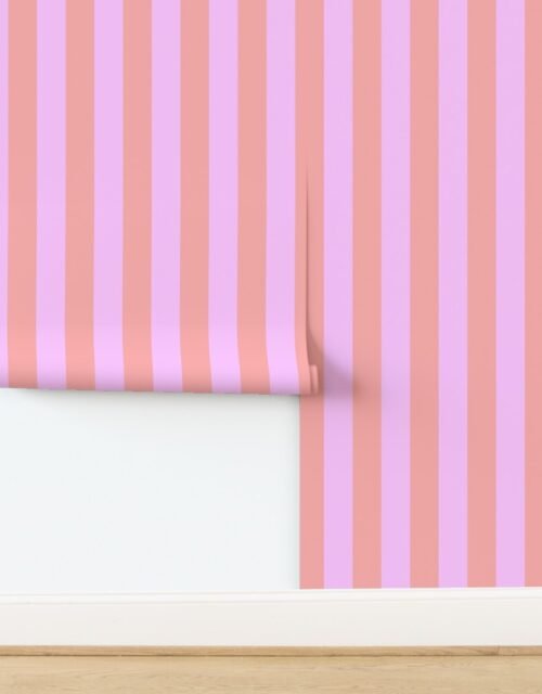 Sand Pink and Clematis Pink Summer Gazebo Stripes 3 inch Wallpaper