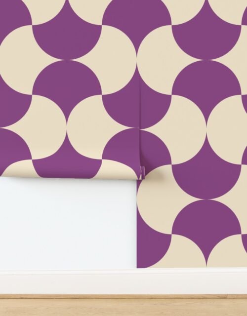 Art Deco Lunar Fusion Plum and Champagne Opulence Wallpaper