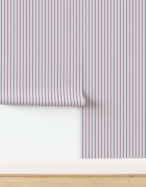 1 Inch Vertical Pinstripe USA Red White and Blue Flag Colors Wallpaper