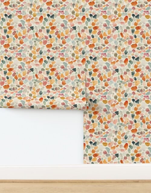 Orange Tones Watercolor Terrazzo Splashes Wallpaper