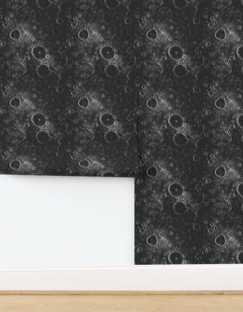 Dark Side Pocked Surface of the Moon in Black Wallpaper
