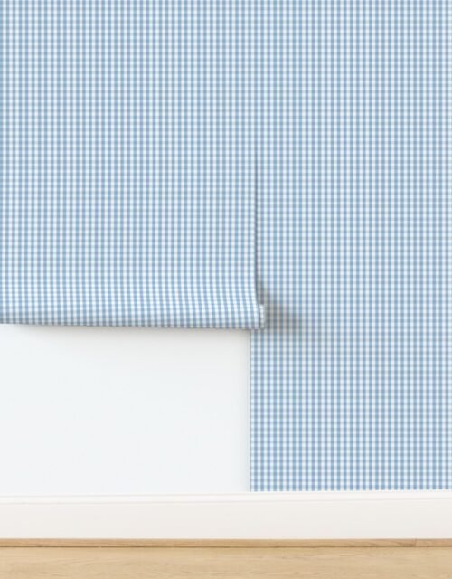 Small Airy Blue Gingham Check Wallpaper