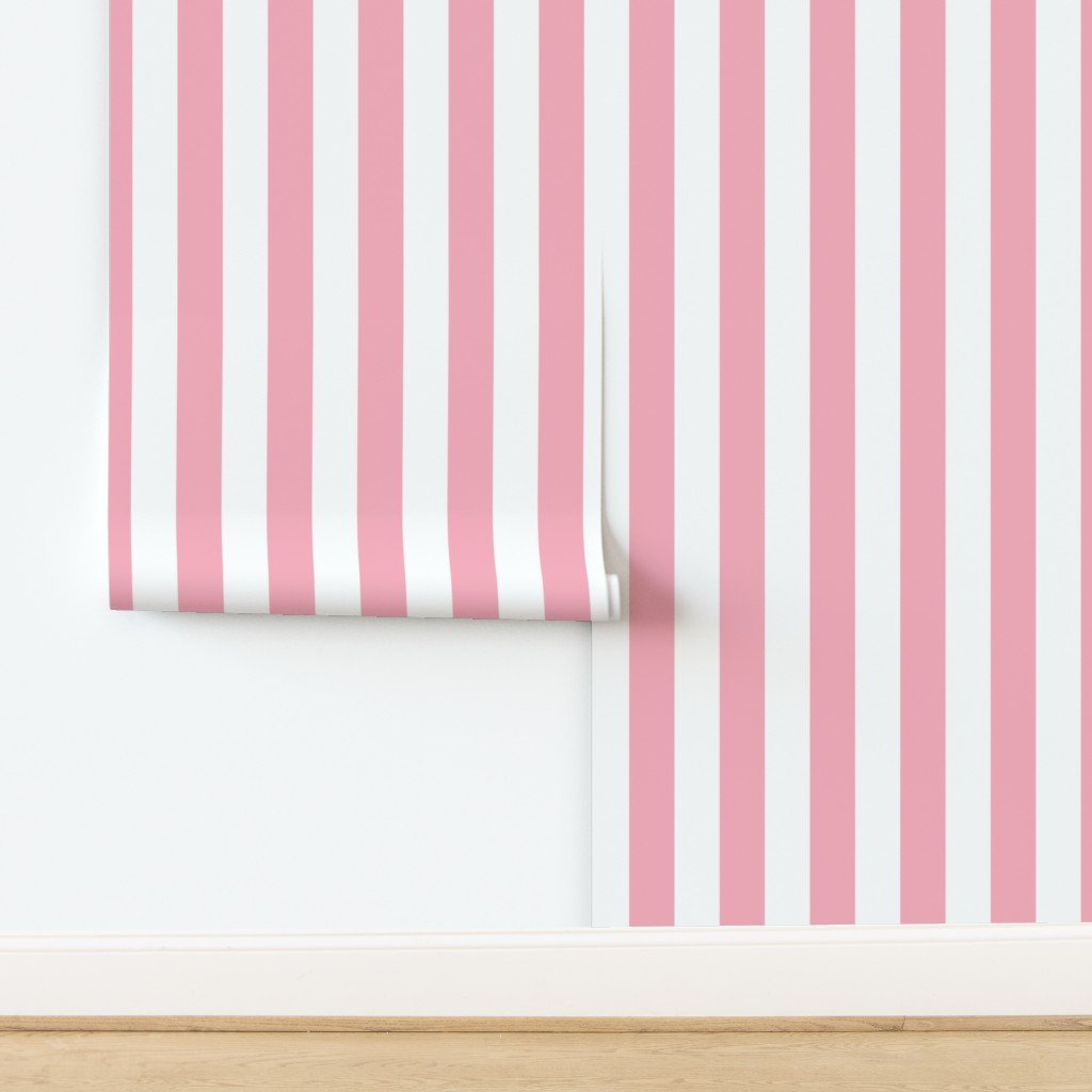 3 Inch Bubble Gum and White Vertical Big Top Circus Stripe Wallpaper 3 Inch Bubble Gum and White Vertical Big Top Circus Stripe Wallpaper