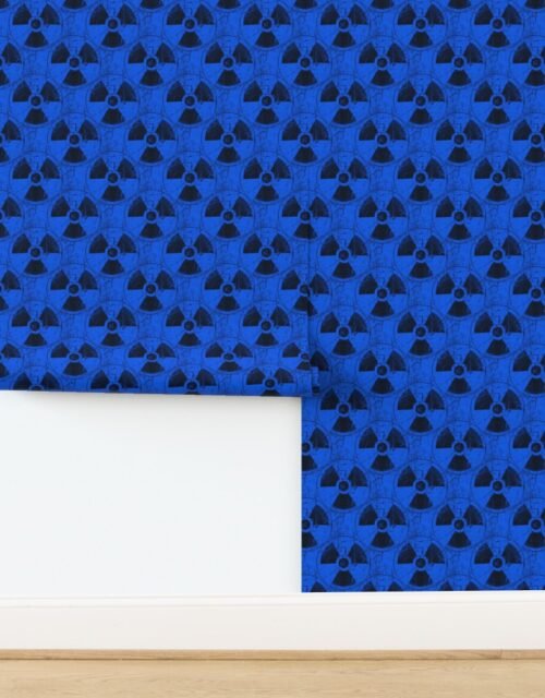 Blue and Black Radioactive Hazmat Grunge Pattern Wallpaper