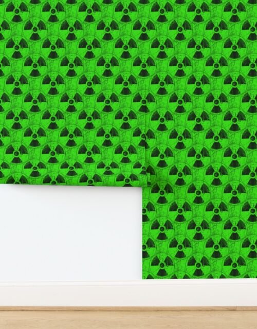 Green and Black Radioactive Hazmat Grunge Pattern Wallpaper