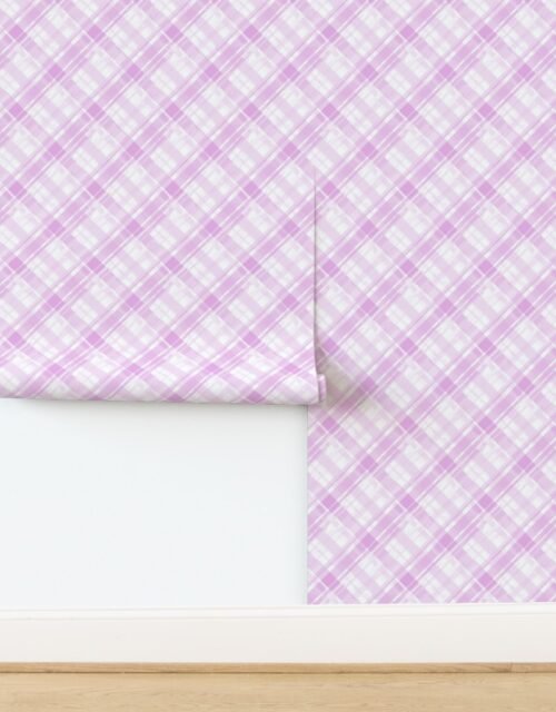 Faded Madras Diagonal Plaid in Pink Wallpaper