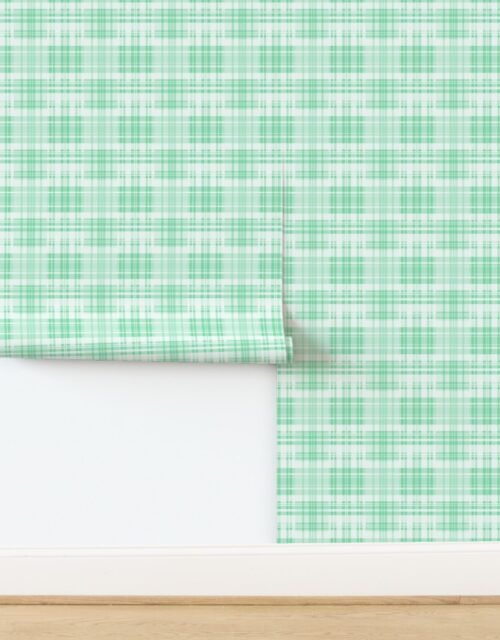Faded Madras Plaid in Mint Wallpaper