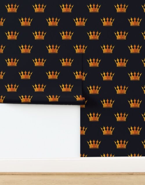 Gold Crowns on Black Wallpaper