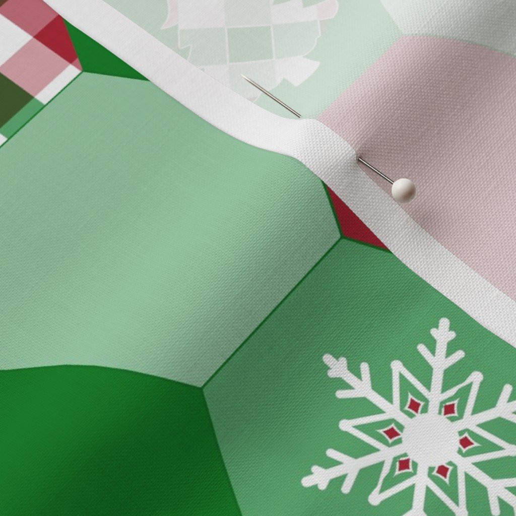 Fabric in Hexagonal Christmas Gingham Motif Cheater Quilt Fabric Fabric in Hexagonal Christmas Gingham Motif Cheater Quilt Fabric - Image 3