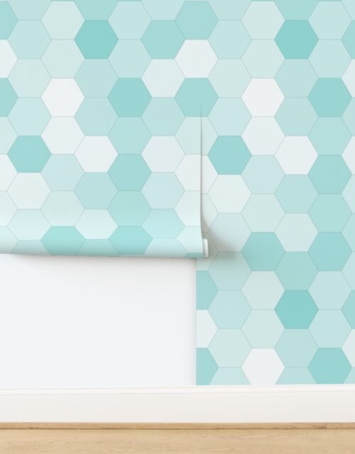 Hexagonal Aqua Teal Honeycomb Pattern Wallpaper