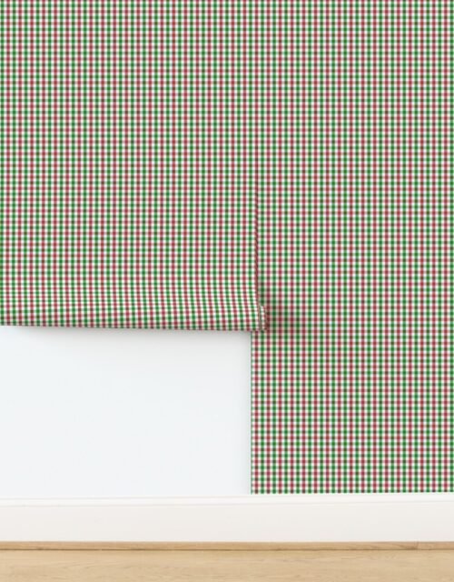 Mini Country Cottage Gingham Check Pattern with Pink Green and Light Green Wallpaper