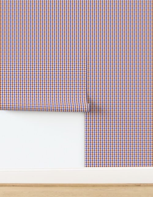 Mini Country Cottage Gingham Check Pattern with Orange Lavender and Purple Wallpaper