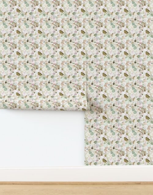Earthy Tones of Tumbled and Scattered Watercolor Seaglass Wallpaper
