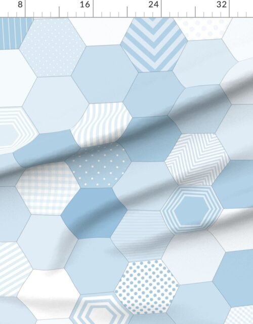 Fabric in Large Hexagonal Blue Serenity Honeycomb Quilt Pattern Fabric