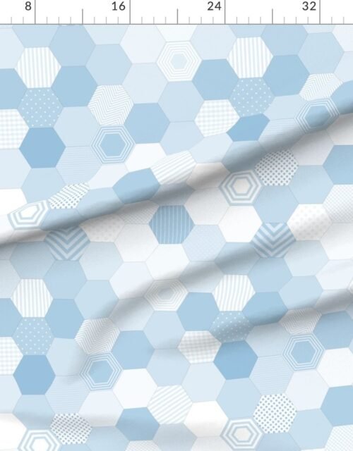 Fabric in Small Hexagonal Blue Serenity Honeycomb Quilt Pattern Fabric