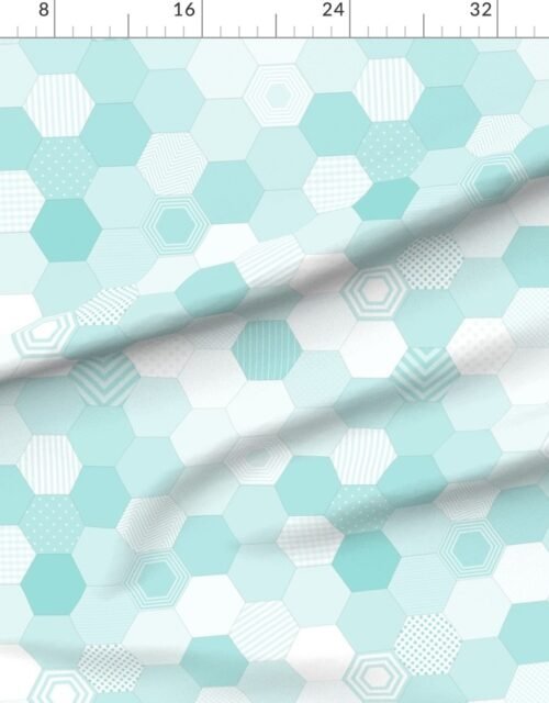 Fabric in Small Hexagonal Aqua Teal Honeycomb Quilt Pattern Fabric