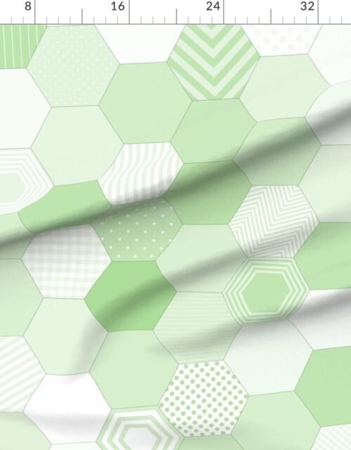 Fabric in Large Hexagonal Green Freshness Honeycomb Quilt Pattern Fabric