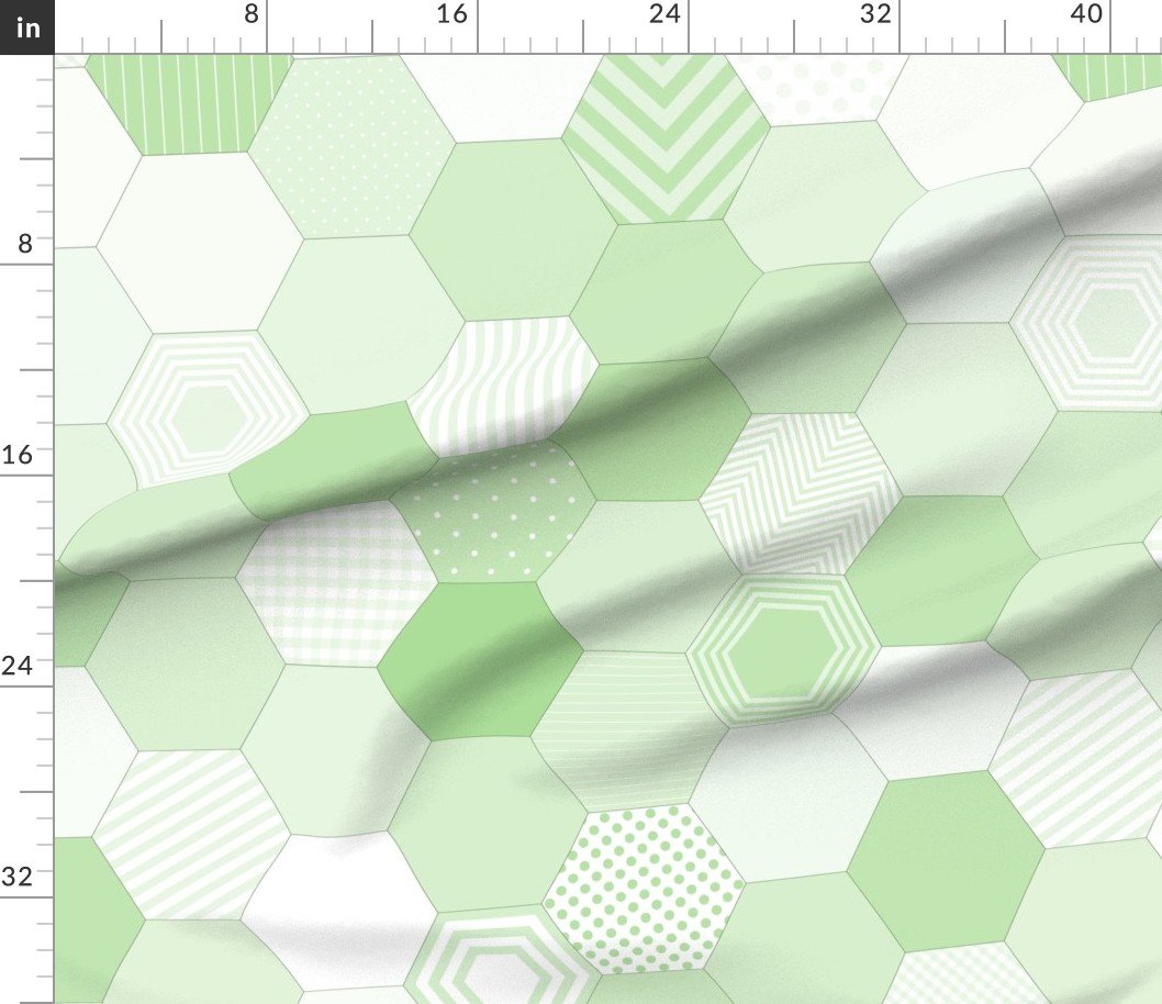 Fabric in Large Hexagonal Green Freshness Honeycomb Quilt Pattern Fabric Fabric in Large Hexagonal Green Freshness Honeycomb Quilt Pattern Fabric