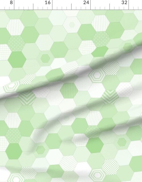 Fabric in Small Hexagonal Green Freshness Honeycomb Quilt Pattern Fabric