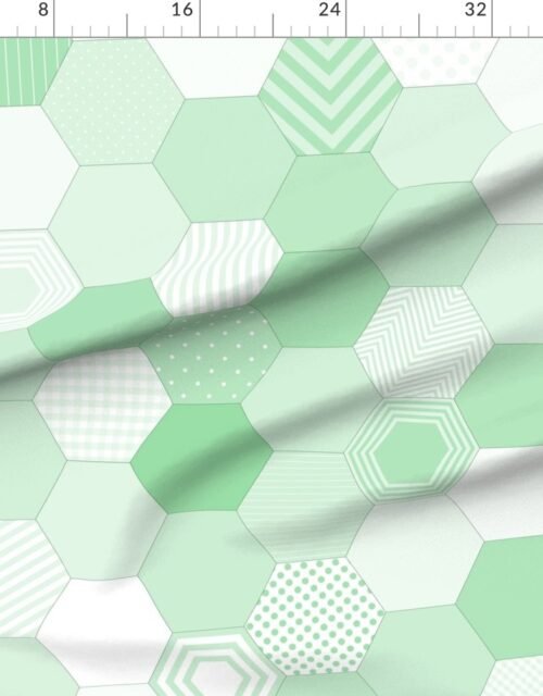 Fabric in Large Hexagonal Mint Delight Honeycomb Pattern Quilt Pattern Fabric
