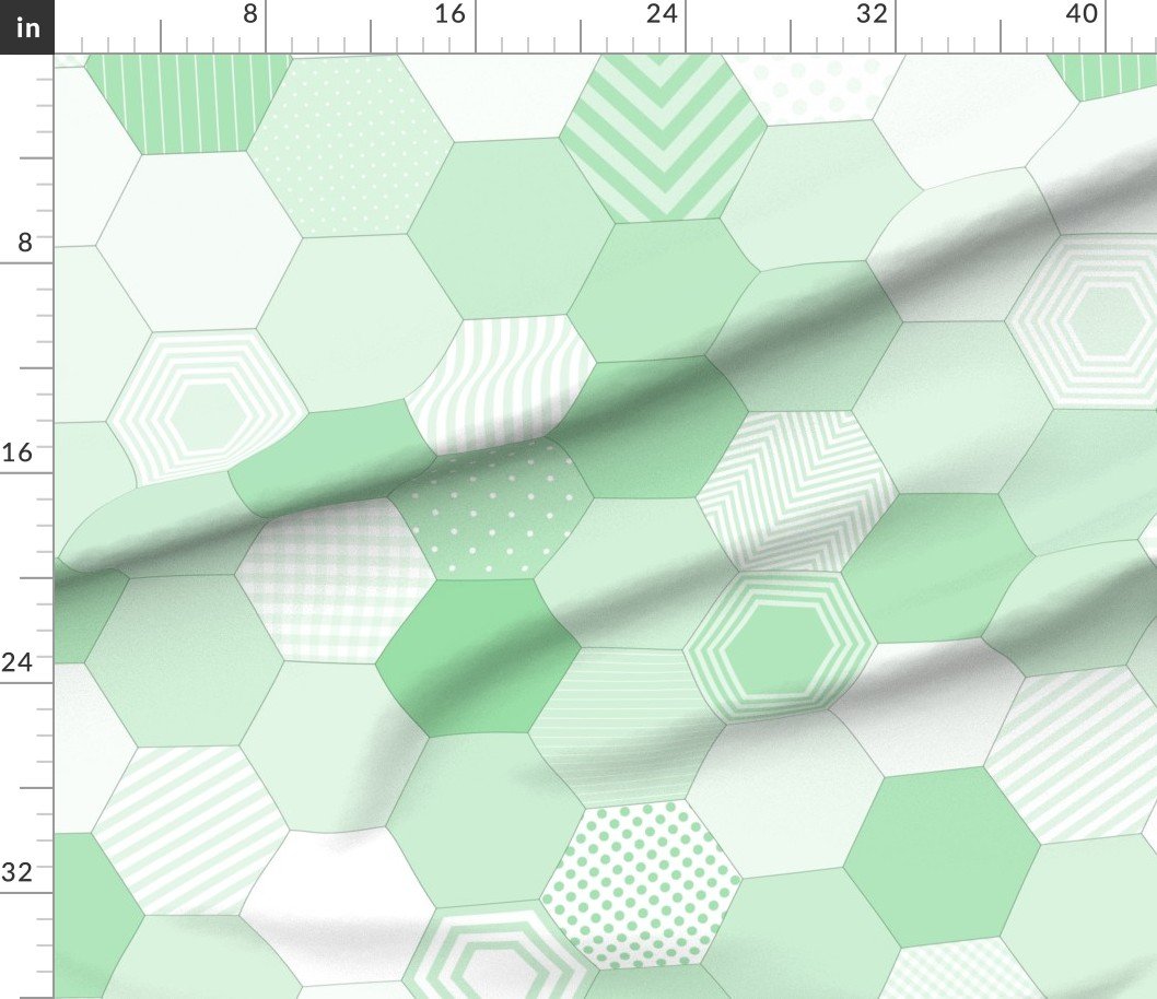 Fabric in Large Hexagonal Mint Delight Honeycomb Pattern Quilt Pattern Fabric Fabric in Large Hexagonal Mint Delight Honeycomb Pattern Quilt Pattern Fabric
