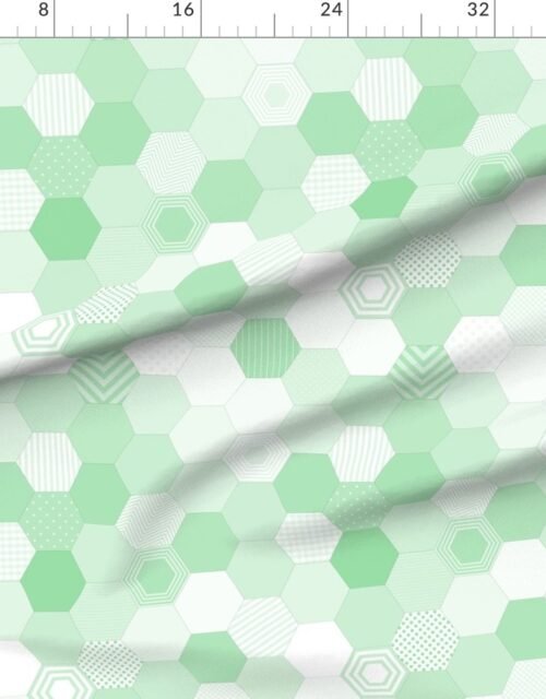 Fabric in Small Hexagonal Mint Delight Honeycomb Pattern Quilt Pattern Fabric